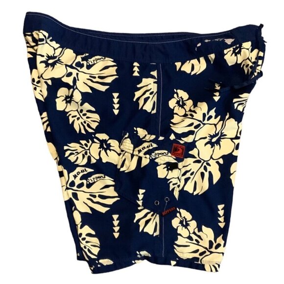 Maui Rippers Hawaiian Floral Board Shorts Mens Size 48 Navy Blue Hibiscus Print - Picture 4 of 8